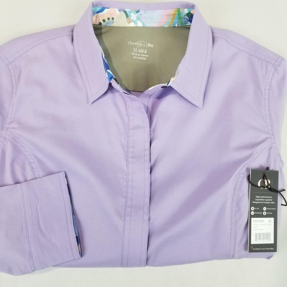 Chestnut Bay Annie-O Western Show Shirt Womens XL Lavender Equestrian Snap NWT